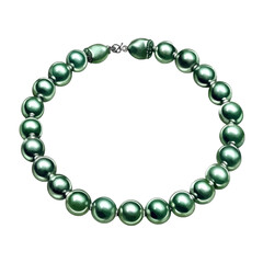 Obraz premium Emerald Green Pearl Necklace with Metallic Luster and Silver Clasp