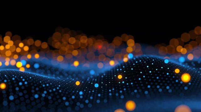 Glow digital chain block big cube crypto technology concept currency datum mountain cyberspace business network computer abstract communication background database programming future software