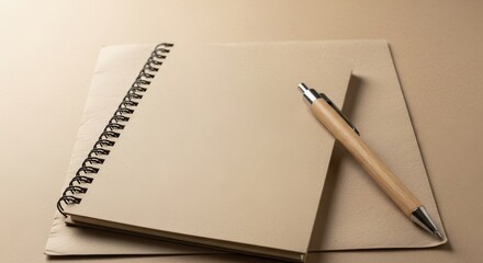 Eco-Friendly Notebook and Pen on Minimalist Work Surface