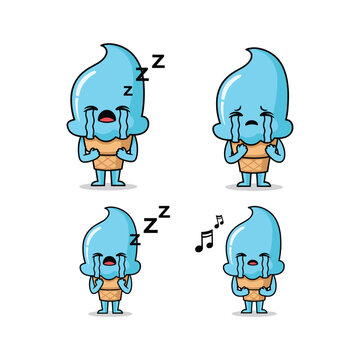 Smurf character sleeping peacefully in various poses with musical notes