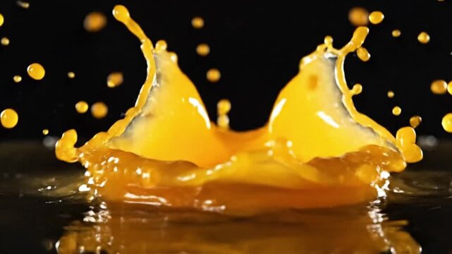  Vibrant orange bubbles floating in mid-air against dark background