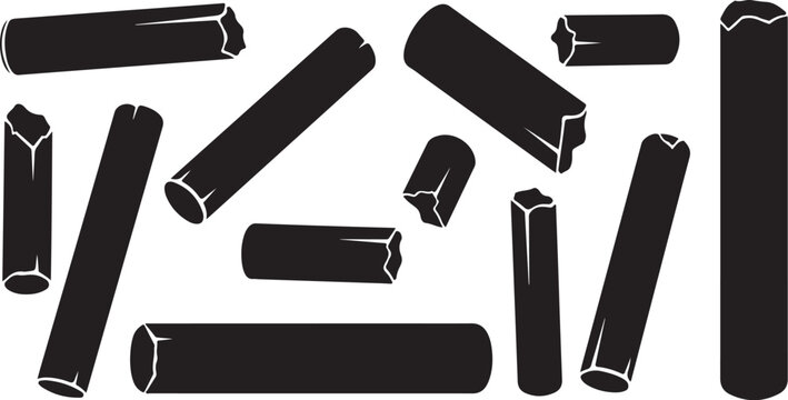 Black cylindrical objects on a white background illustration