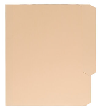 Manila craft folder with cut tab isolated on transparent background. Paper case archive for cold case file element design creation.