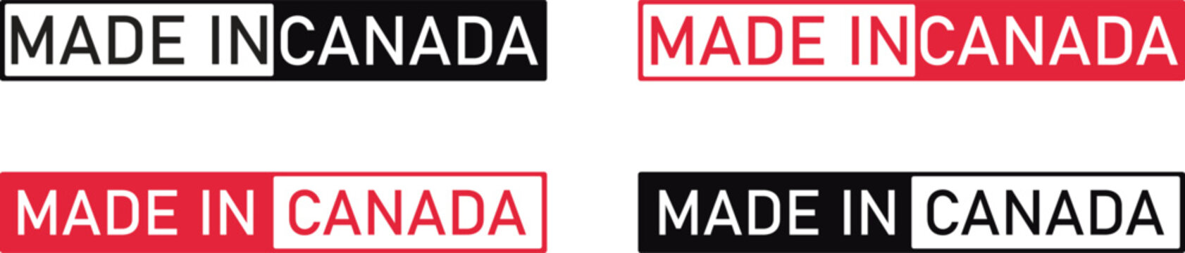 Four Made In Canada Labels With Red Black And White Color Combinations Keywords: madeincanada
