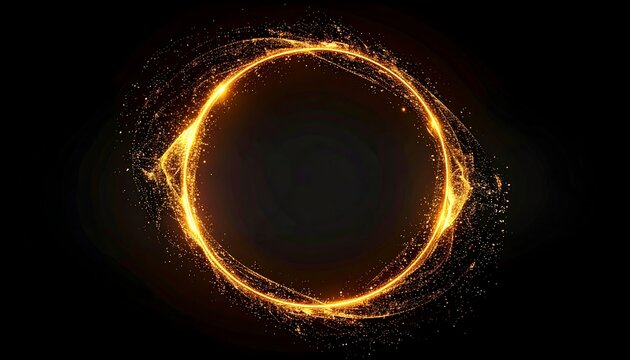 Glowing ring of light in a dark environment viewed from the front