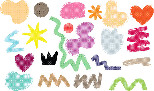 Colorful Halftone Abstract Shapes Vector Set Modern Graphic Elements Collection