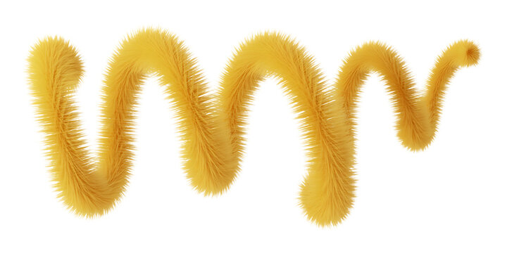  Yellow fuzzy worm like creature on white background transparent background.