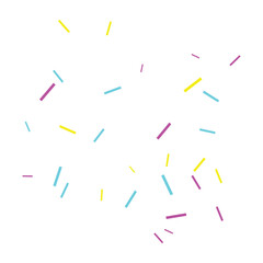 Colorful confetti pieces, pastel pink, blue, and yellow, vector illustration, for celebration or party decoration, overlay effect, Isolated on transparent background, png