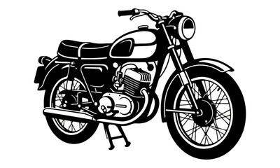 Fototapeta premium Classic Motorcycle Black and White Vector Illustration