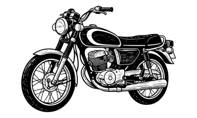 Obraz premium Classic Motorcycle Vintage Engraving Style Vector Illustration