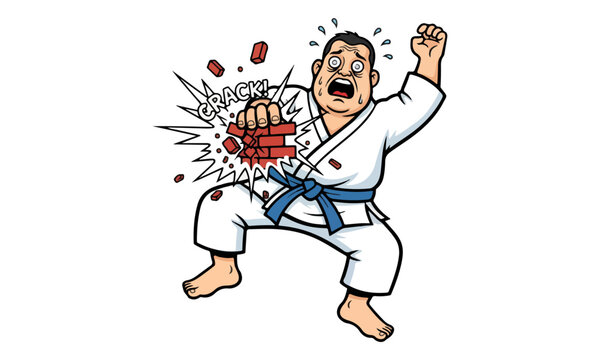 Martial Artist Breaking Bricks Fails and Screams in Shock