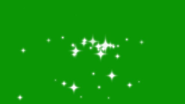 Fairy dust wand glitter trail animation with sparkling star line, disappearing particle and star object particles, 2D glitter star sparkle animation, flat vector doodle sparkle on green screen. 4k