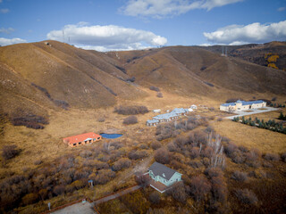 Aerial view of Arxan, Inner Mongolia, China in late autumn.