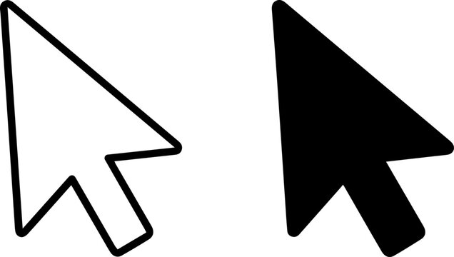 Modern computer mouse cursor icons in black and white