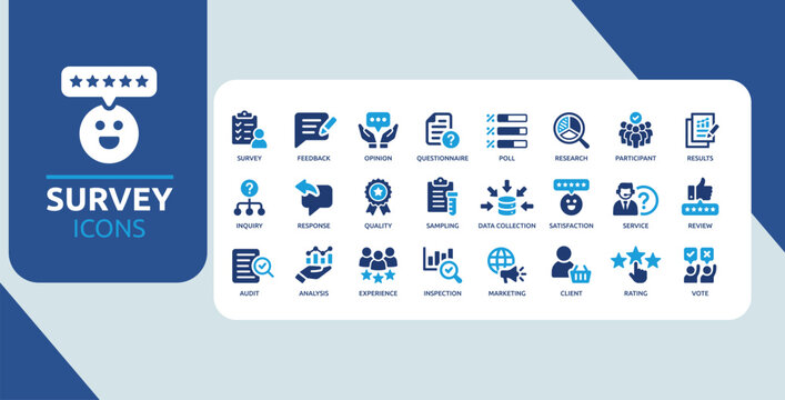 Survey Feedback and Customer Satisfaction Research Icons Set