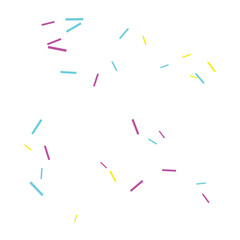 Colorful sprinkles or confetti pieces, vector illustration for celebration or party decoration, overlay effect for banner or poster, Isolated on transparent background, png