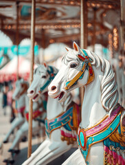 Carousel Horse at Amusement Park