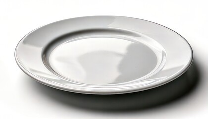 Elegant White Ceramic Plate Isolated on a Clean White Background, Perfect for Culinary Presentations.