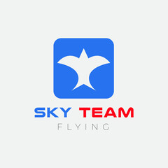 Fly bird sky team modern flat logo design vector
