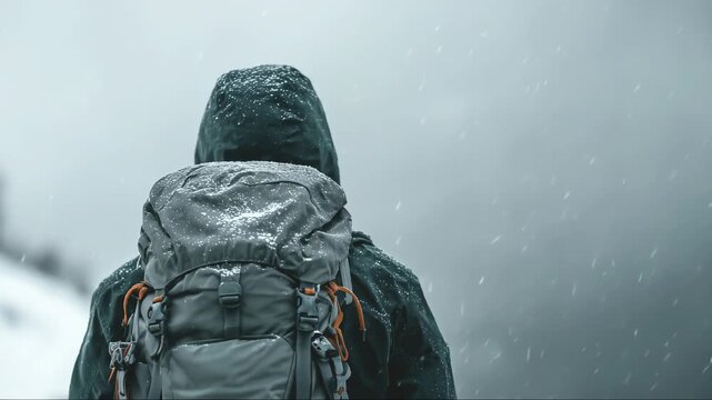 Winter hiker for outdoor gear and travel marketing