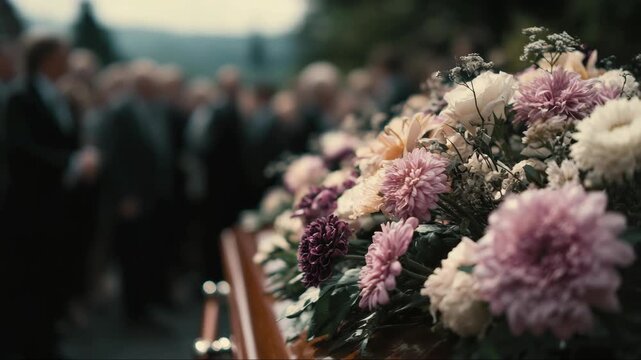 Memorial floral arrangement for funeral service marketing