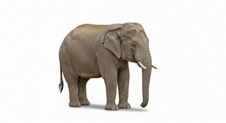 Obraz premium Large gray elephant standing on white background mammal animal