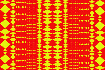Ethnic striped from Diamond shape form a pattern on red background.