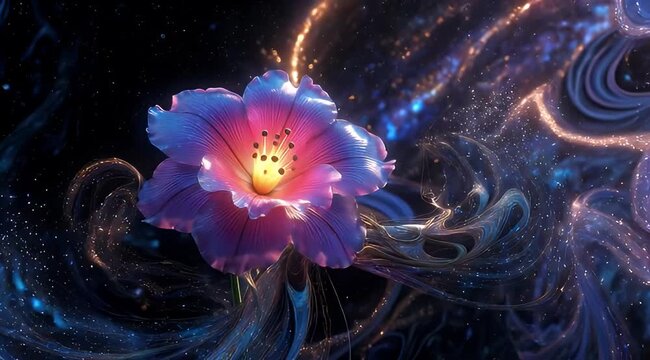 A breathtaking close up of a vibrant flower in a celestial display