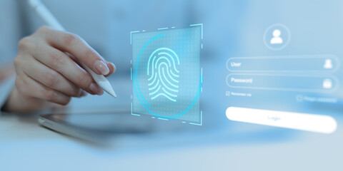 Biometric Authentication and Digital Identity Security with Fingerprint Login.
