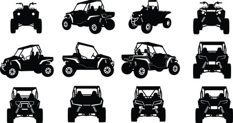 ATV UTV Buggy Vehicle Offroad Offroadcar Quad Bike Transport Adventure Recreation Sport Motor Auto Silhouette Vector Illustration Design Collection © Its Sohan