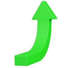  3D render Dynamic Green Arrow Indicating Growth and Progress icon 