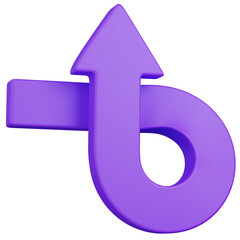 3D render  Purple Looping Upward Arrow Icon