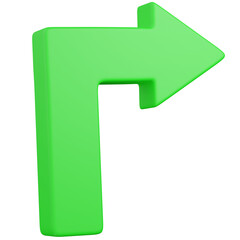3D render Green Right Turn Arrow Icon