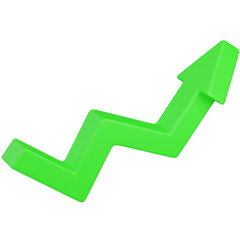 Green 3D render  Arrow Indicating Growth and Positive Trend icon 