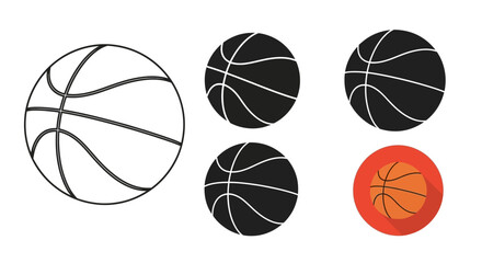 Obraz premium Collection of Basketballs: Outline, Silhouette, and Icon