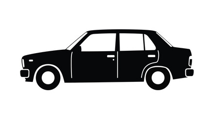 Fototapeta premium Vector Illustration of a Classic Four Door Sedan Car Silhouette