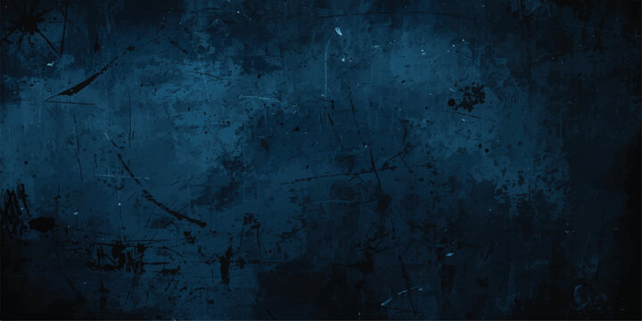 A dark blue aged wall texture featuring a dirty vintage grunge effect on a rough paper surface with antique paint patterns.