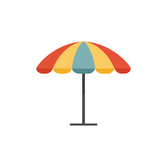 Obraz premium Beach Umbrella Graphic with Colorful Stripes on White