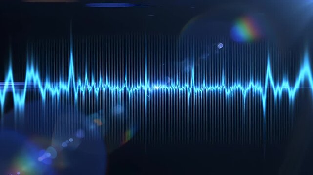 Blue light waves display a visual representation of sound frequencies and vibrations