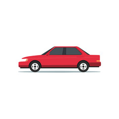 Red Sedan Car Illustration on White Background