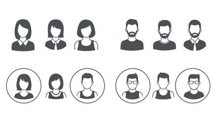 Fototapeta premium Vector Illustration of Diverse User Avatars and Profile Icons