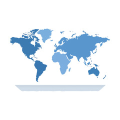 Fototapeta premium World Map Silhouette in Blue with Horizontal Bar