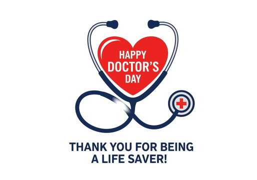 Happy doctors day stethoscope heart graphic