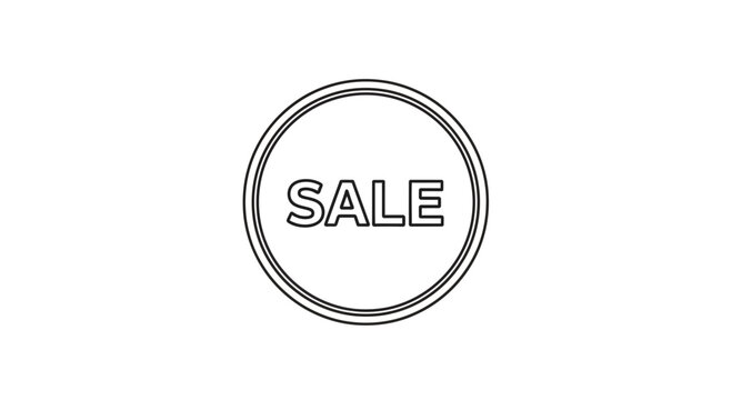 Sale Stamp Circle Icon, Black and White, Graphic Design Element for Promotions