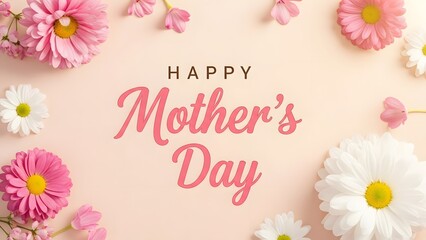 Happy mother's day wishes with beautiful flowers and greeting
