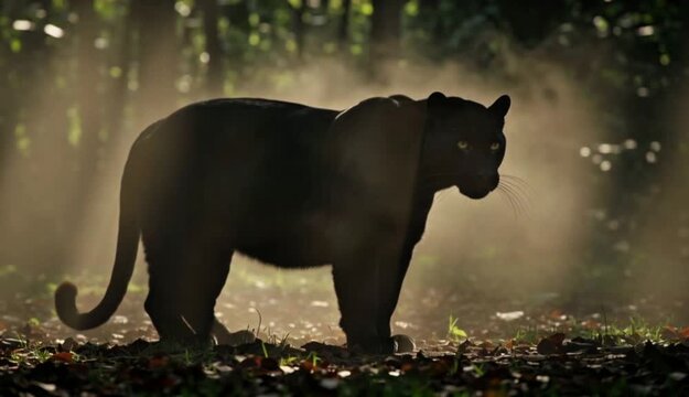 Silent Sovereign of the Shadowed Canopy: A Black Panther in Quiet Command