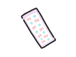 手描きのかわいいパステルパープルのリボンのシール