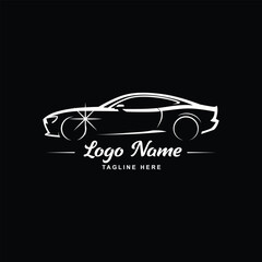 Fototapeta premium car logo template with modern sports car and starburst automotive design element