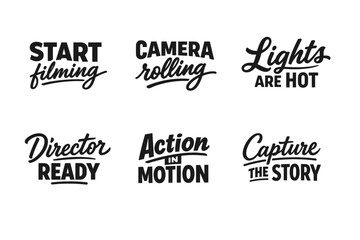 Fototapeta premium Bold cinema-themed slogan set with dynamic typography