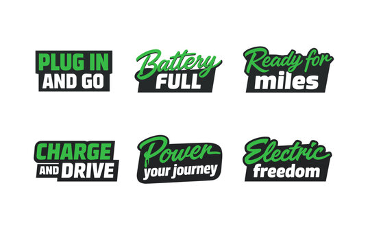 Electric vehicle slogans design featuring green and black text